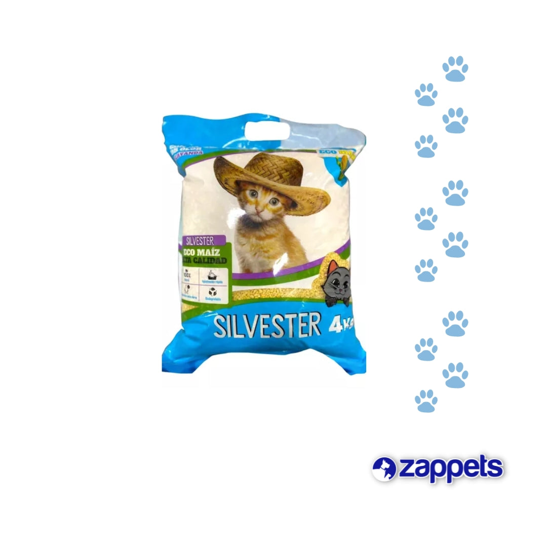 Arena Sanitaria para Gatos Silvester de Maíz 4Kg