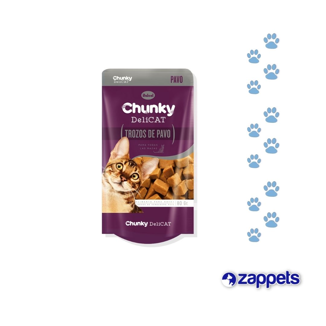 Alimento Húmedo para Gato Chunky Trozos de Pavo 80Gr