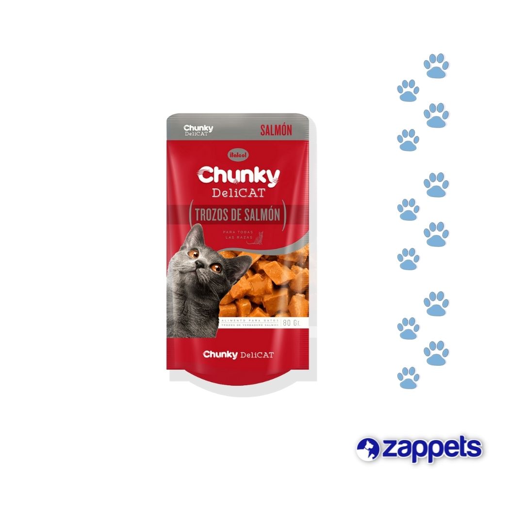 Alimento Húmedo para Gato chunky Trozos de Salmon 80gr